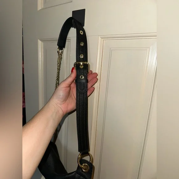 Black Genuine Leather Belt Sling Bag - Picture 3 of 5